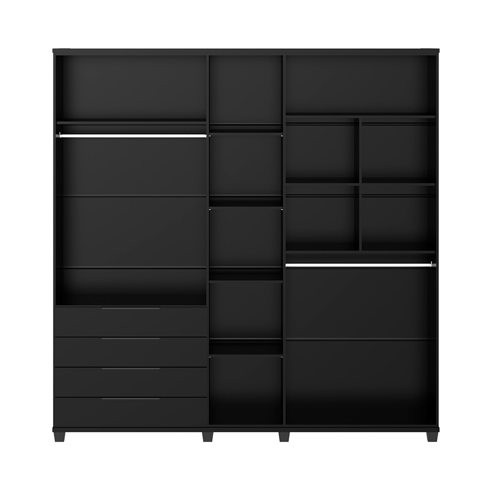 Guarda-Roupa Casal Allen 5 Portas 4 Gavetas Preto