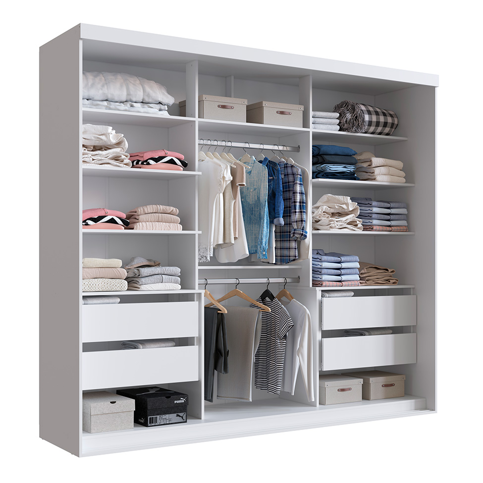 Guarda-Roupa Casal Alya 3 Portas 4 Gavetas Branco