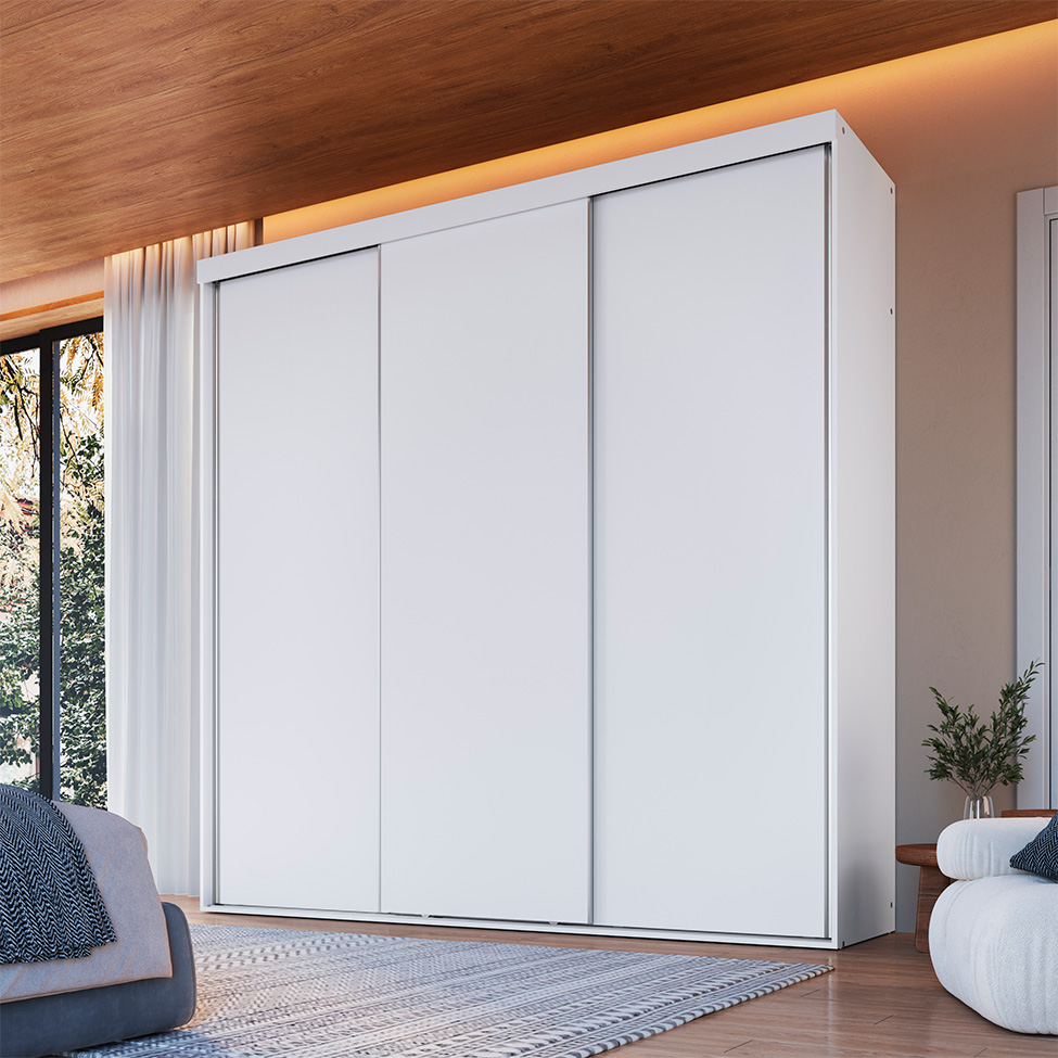 Guarda-Roupa Casal Alya 3 Portas 4 Gavetas Branco