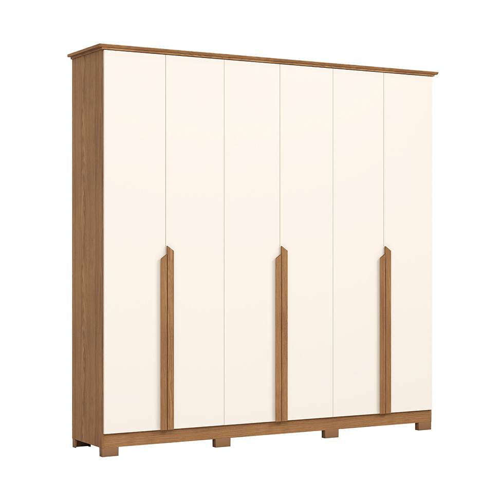 Guarda-Roupa Casal Andréas 6 Portas 6 Gavetas Off White e Nature
