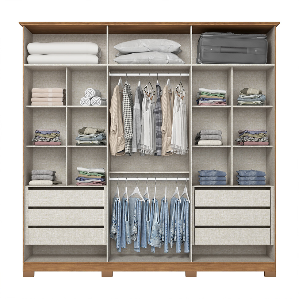 Guarda-Roupa Casal Andréas 6 Portas 6 Gavetas Off White e Nature