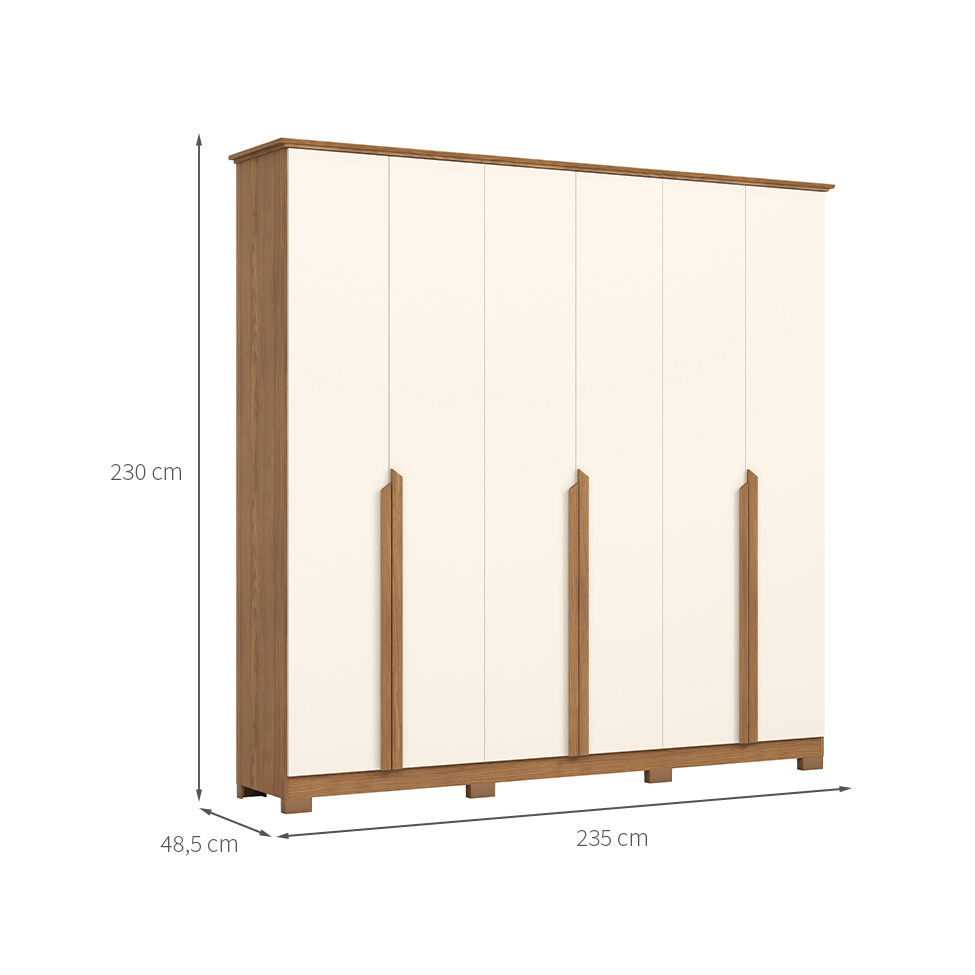 Guarda-Roupa Casal Andréas 6 Portas 6 Gavetas Off White e Nature