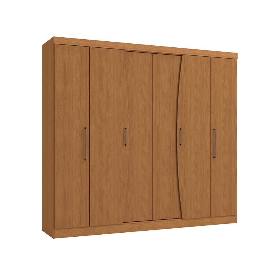 Guarda-Roupa Casal Angers sem Pés 6 Portas 3 Gavetas Canela