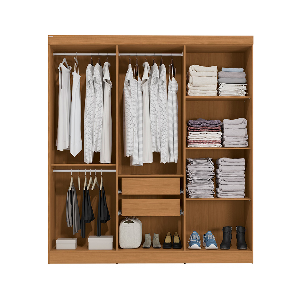 Guarda-Roupa Casal Annelise 6 Portas 2 Gavetas Canela e Off White