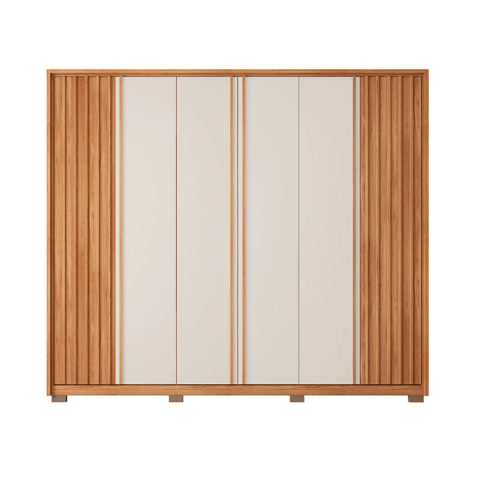 Guarda-Roupa Casal Apollo Ripado 6 Portas 4 Gavetas Freijó e Off White