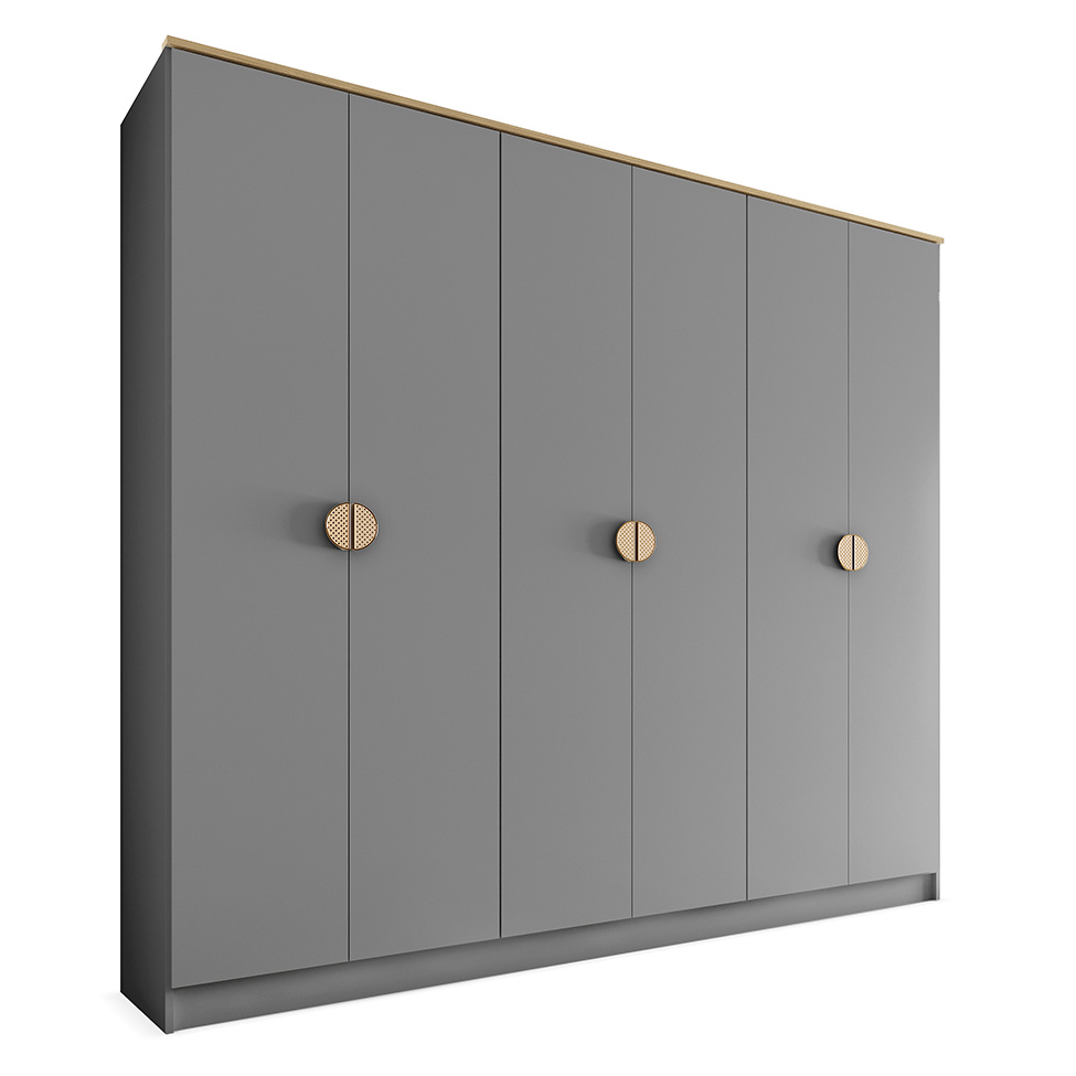 Guarda-Roupa Casal Asti 100% MDF 6 Portas 2 Gavetas Bege