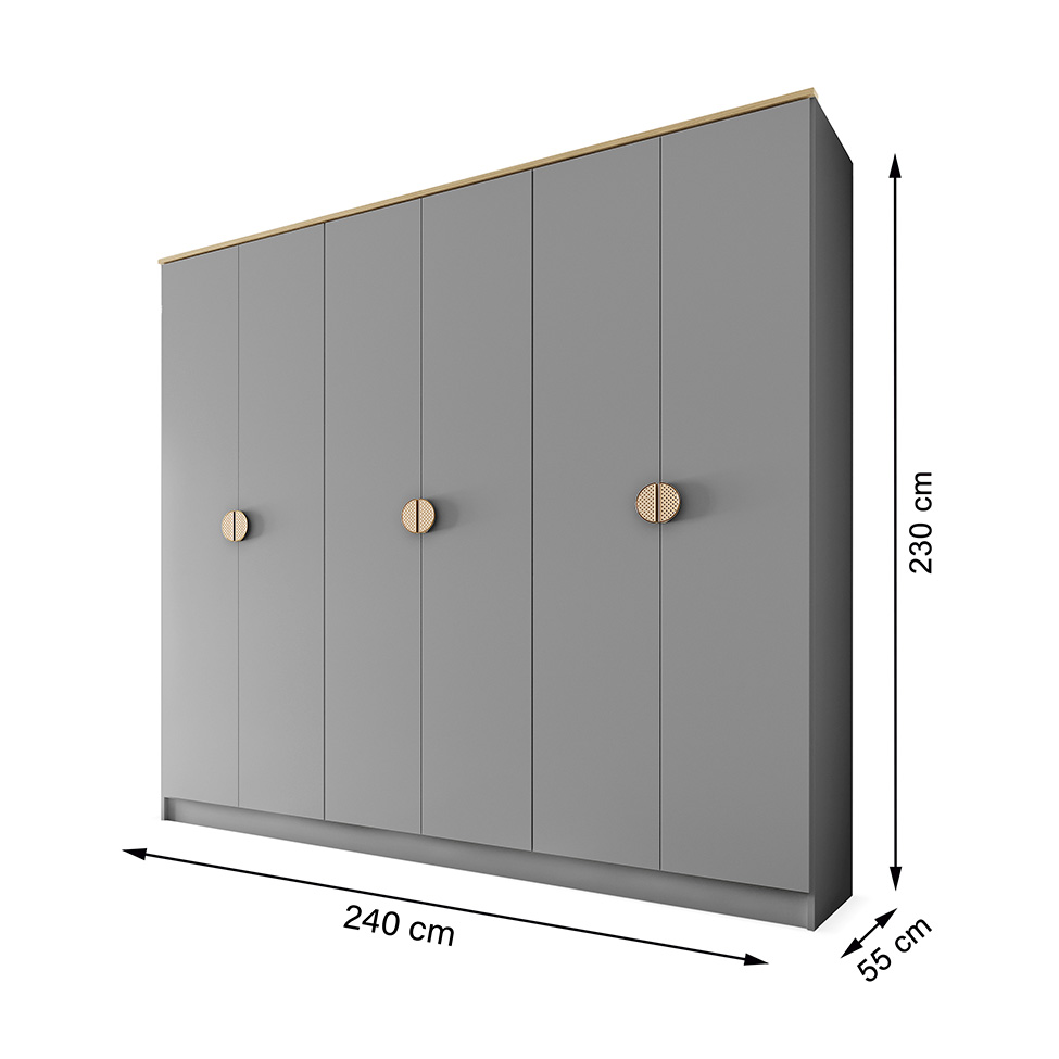 Guarda-Roupa Casal Asti 100% MDF 6 Portas 2 Gavetas Bege