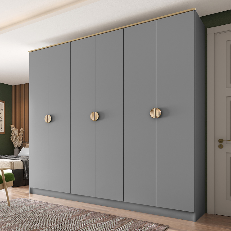 Guarda-Roupa Casal Asti 100% MDF 6 Portas 2 Gavetas Bege