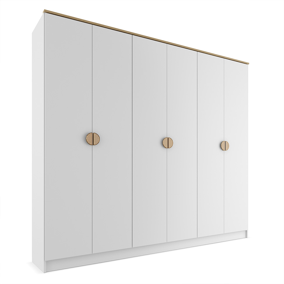 Guarda-Roupa Casal Asti 100% MDF 6 Portas 2 Gavetas Branco