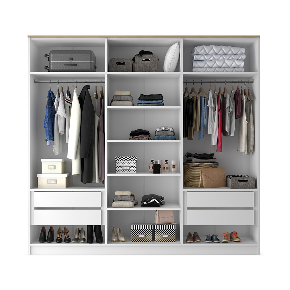 Guarda-Roupa Casal Asti 100% MDF 6 Portas 2 Gavetas Branco