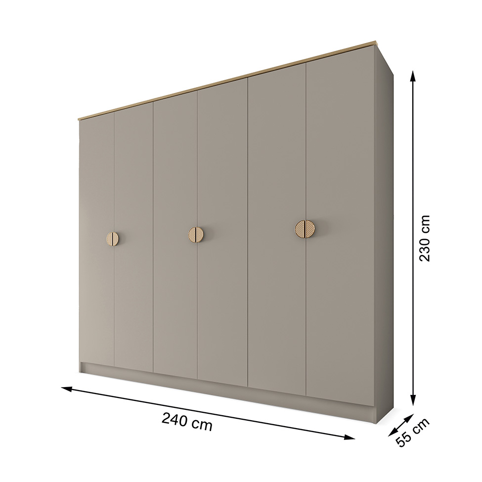 Guarda-Roupa Casal Asti 100% MDF 6 Portas 2 Gavetas Urbi
