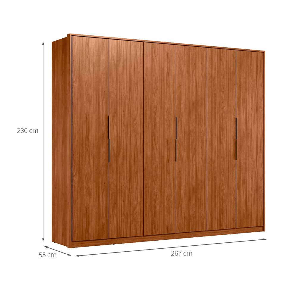 Guarda-Roupa Casal Atrice 6 Portas 6 Gavetas Nogueira