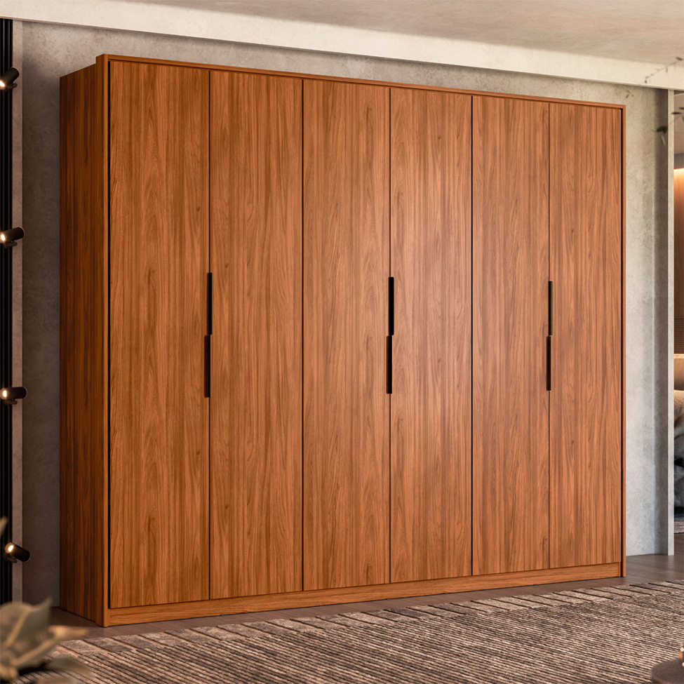 Guarda-Roupa Casal Atrice 6 Portas 6 Gavetas Nogueira
