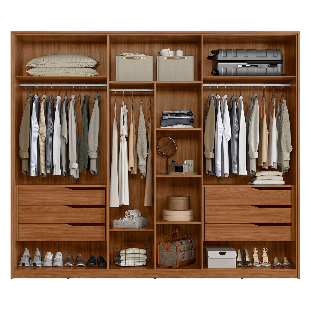 Guarda-Roupa Casal Atrice 6 Portas 6 Gavetas Nogueira