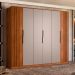 Guarda-Roupa Casal Atrice com Detalhe Ripado 6 Portas 6 Gavetas Nogueira e Nude