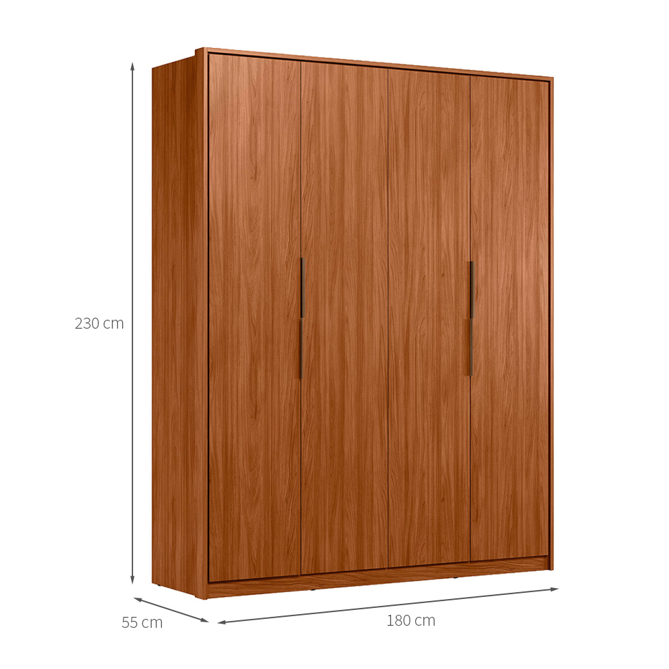 Guarda-Roupa Casal Attore 4 Portas 3 Gavetas Nogueira