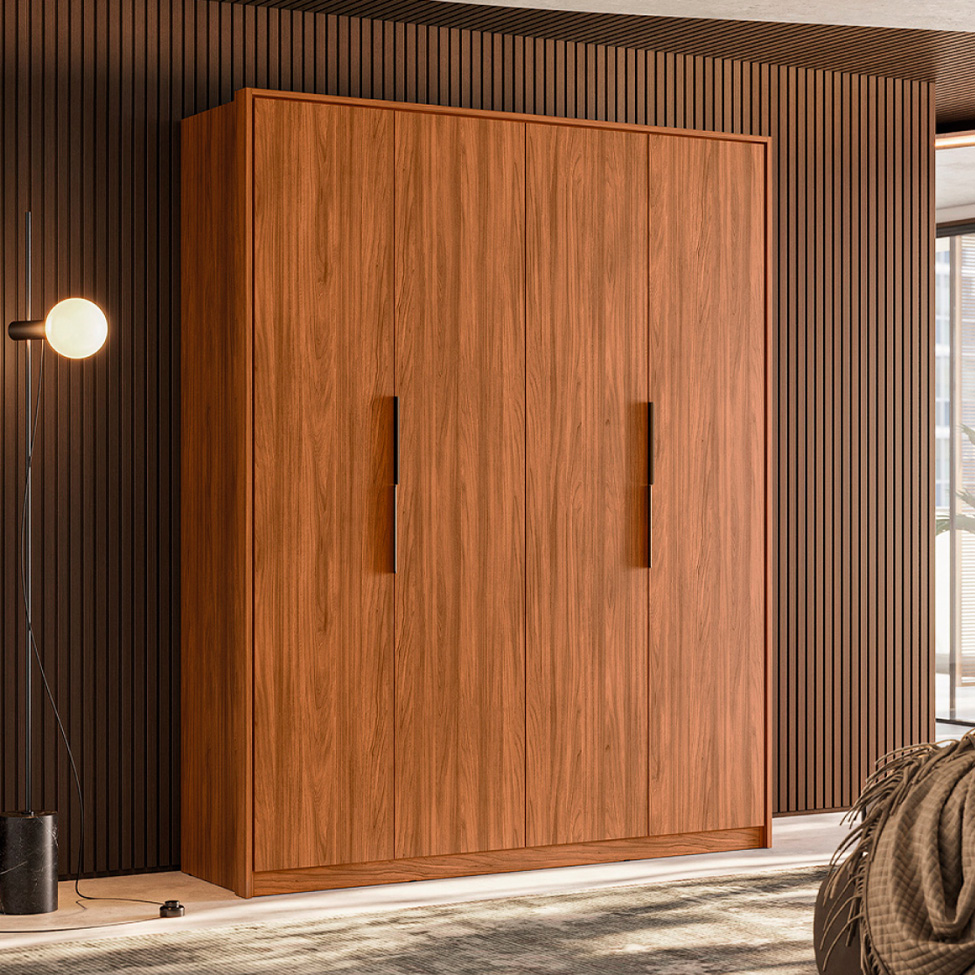 Guarda-Roupa Casal Attore 4 Portas 3 Gavetas Nogueira