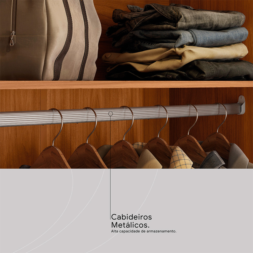 Guarda-Roupa Casal Attore 4 Portas 3 Gavetas Nogueira