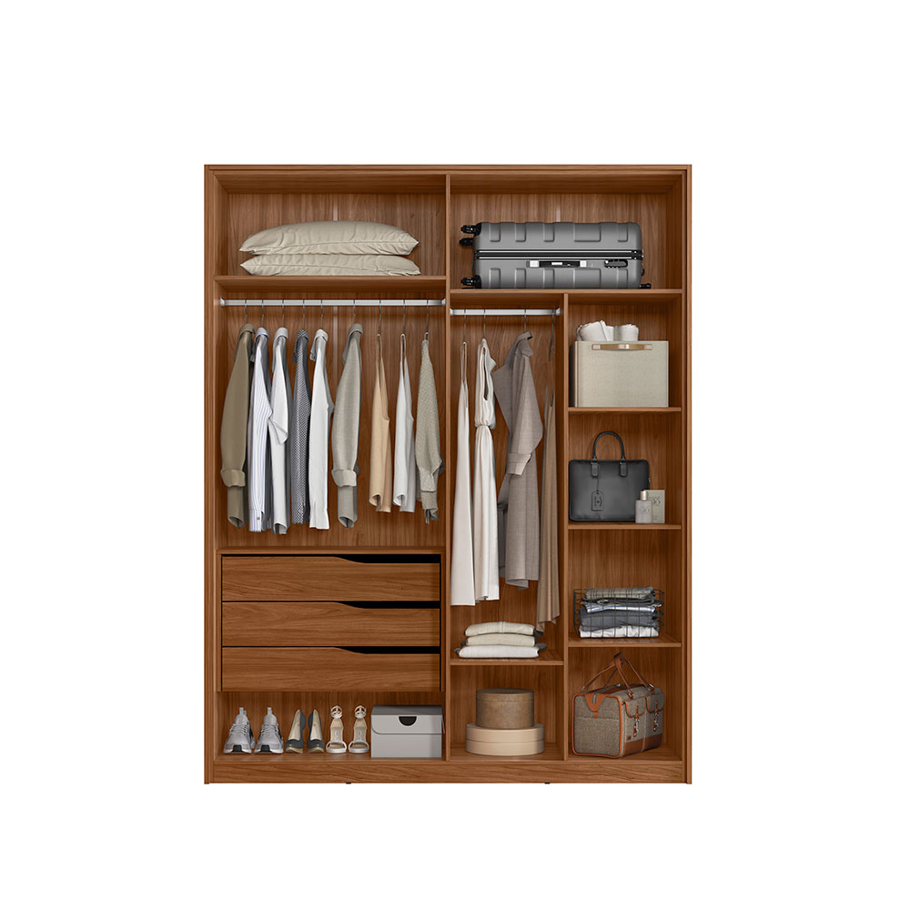 Guarda-Roupa Casal Attore 4 Portas 3 Gavetas Nogueira