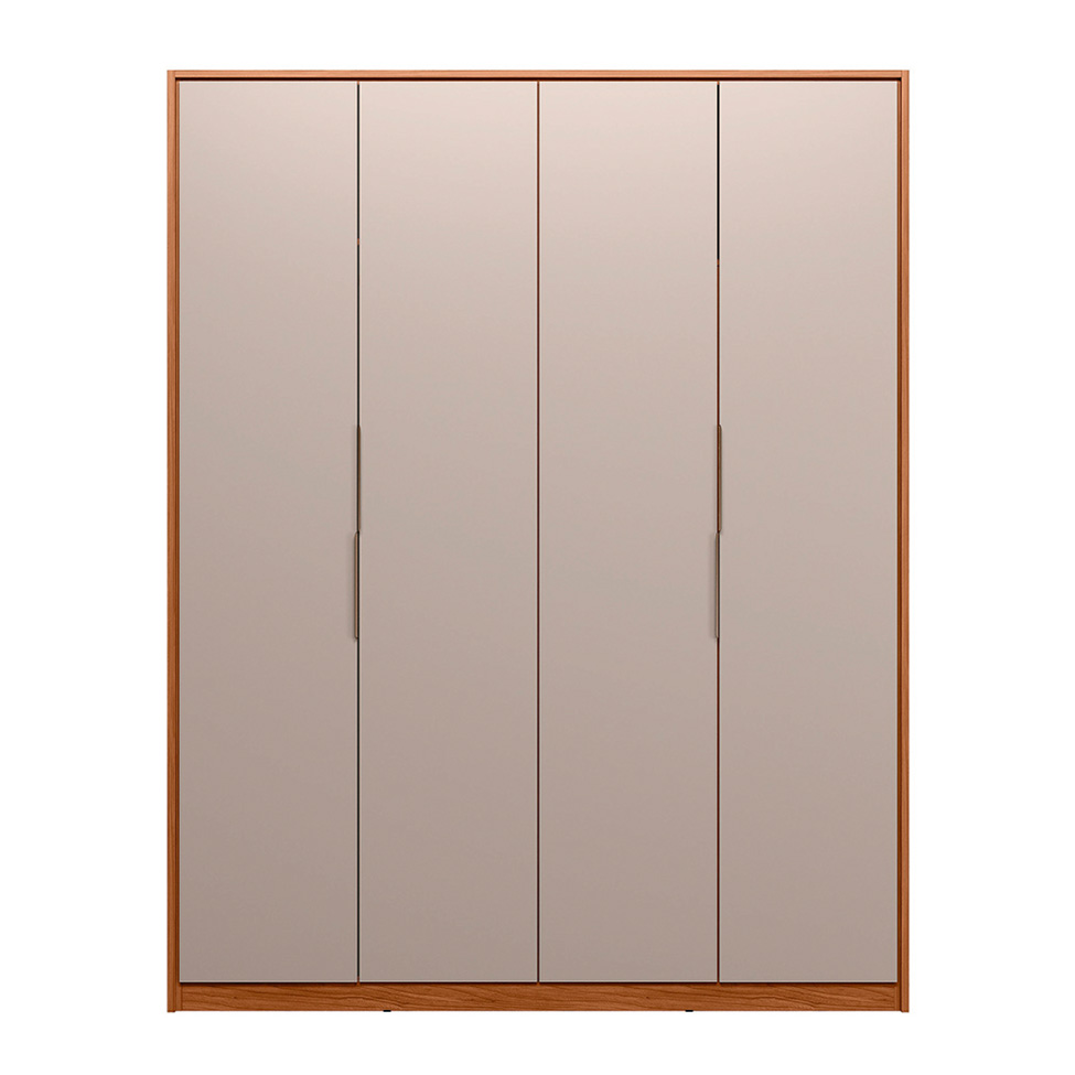 Guarda-Roupa Casal Attore 4 Portas 3 Gavetas Nogueira e Nude