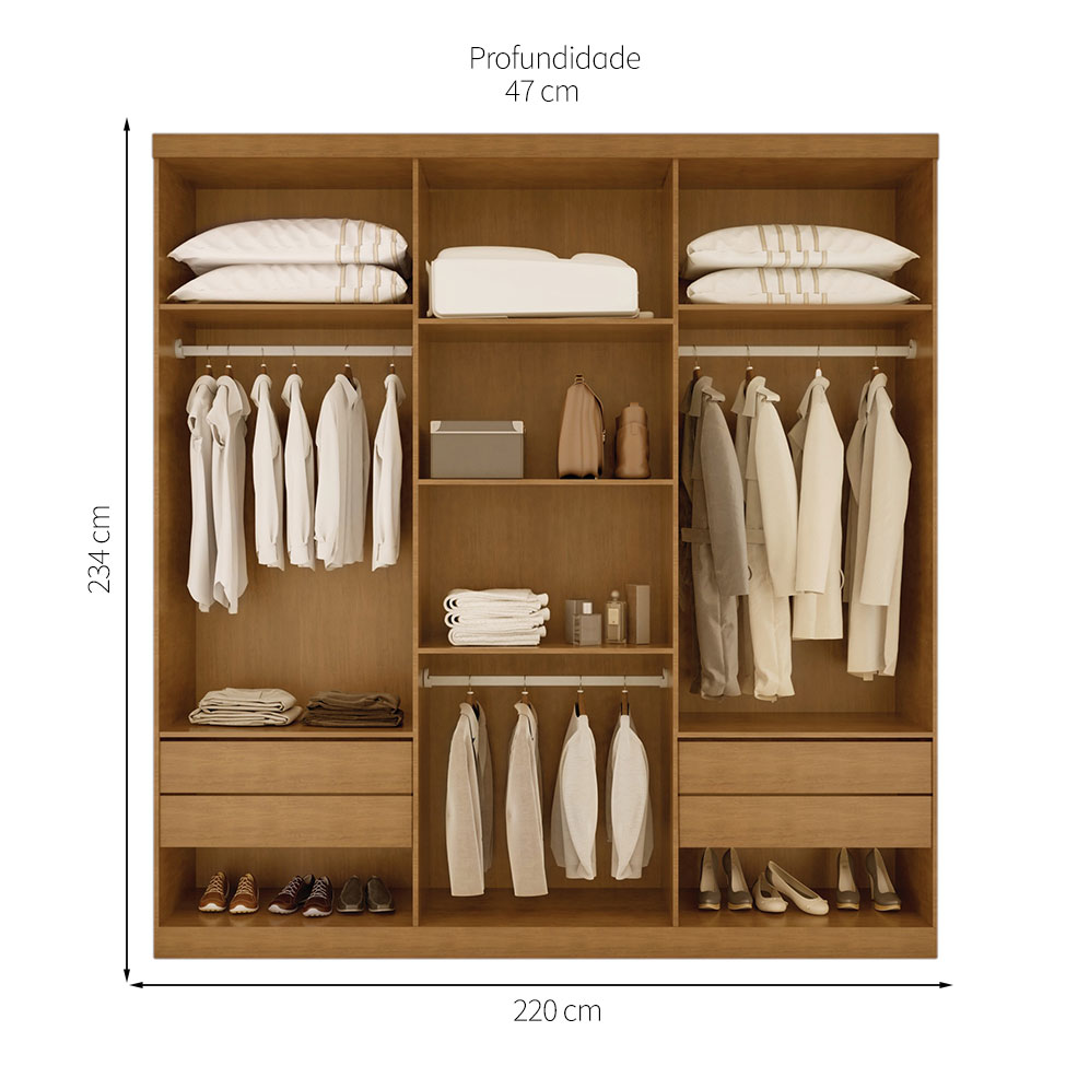Guarda-Roupa Casal Bahia 6 Portas 4 Gavetas Imbuia