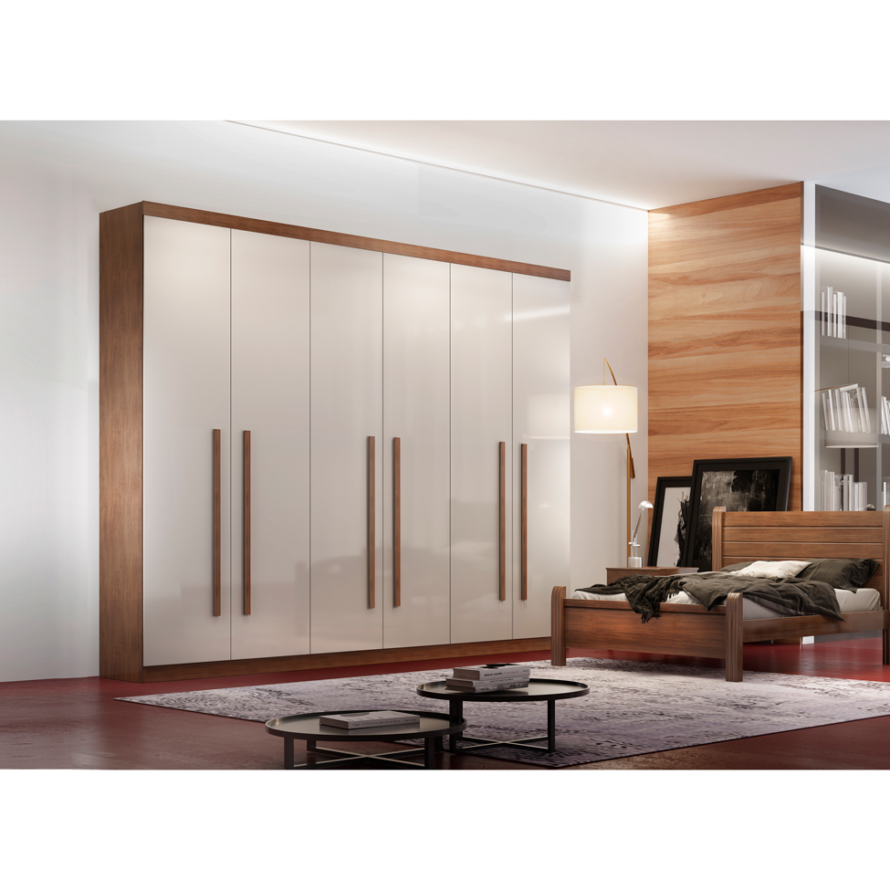 Guarda-Roupa Casal Bahia 6 Portas Imbuia e Off White