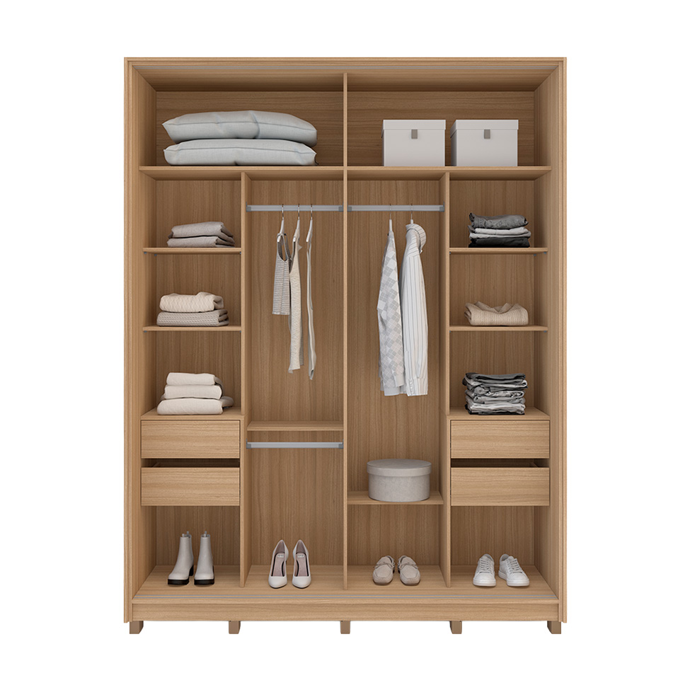 Guarda-Roupa Casal Barcelona 2 Portas 4 Gavetas Carvalho e Off White
