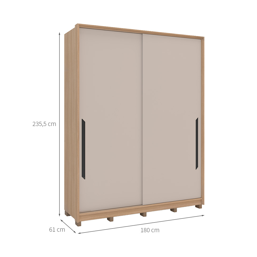 Guarda-Roupa Casal Barcelona 2 Portas 4 Gavetas Carvalho e Off White