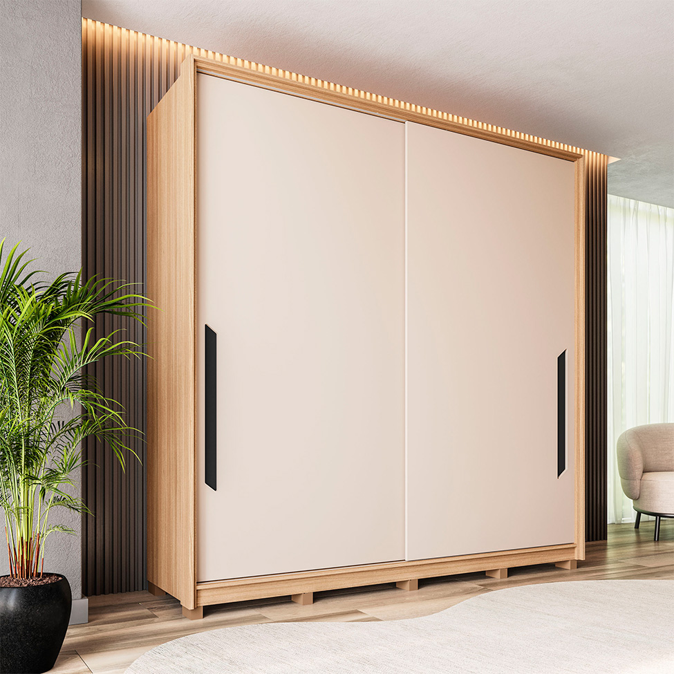 Guarda-Roupa Casal Barcelona 2 Portas 4 Gavetas Carvalho e Off White