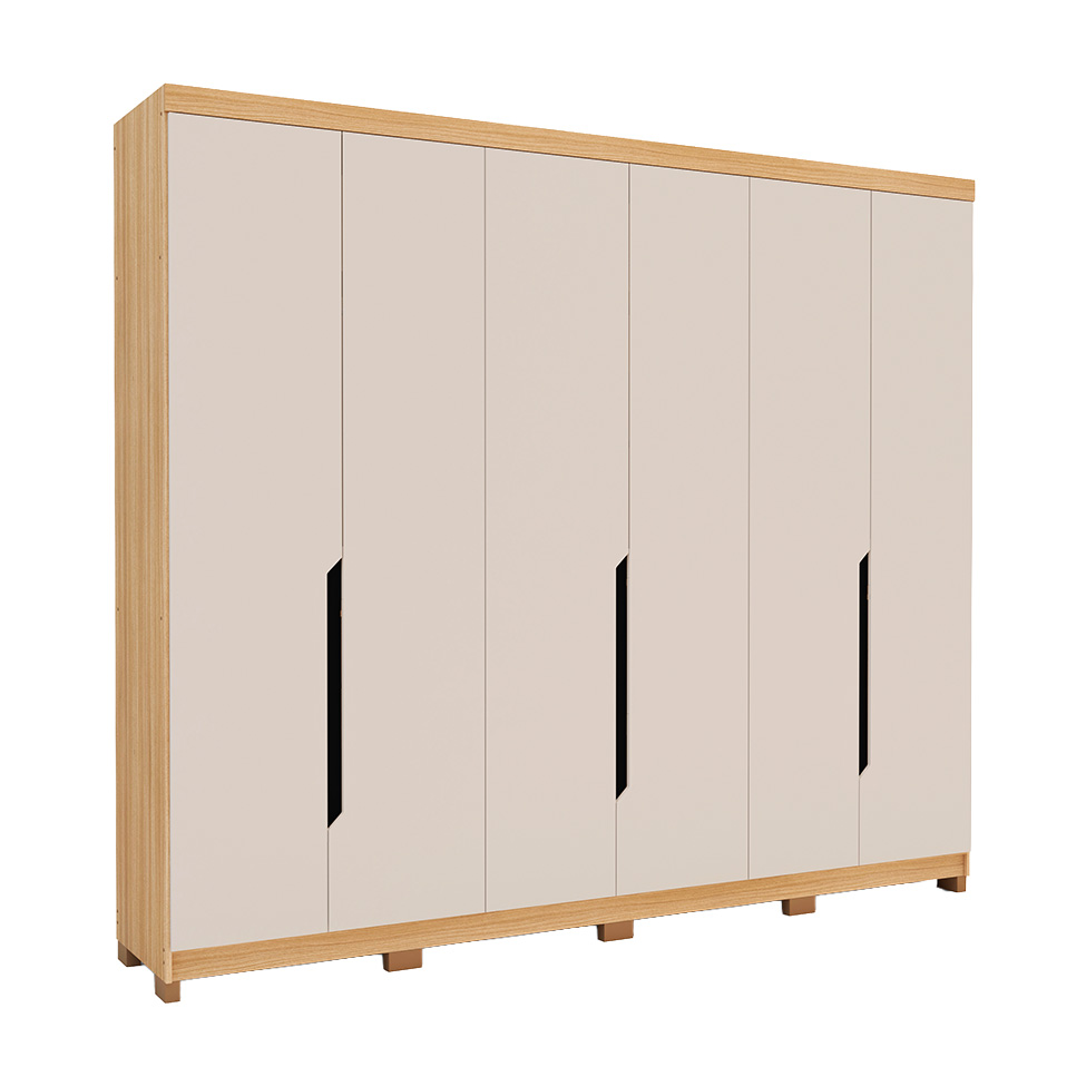 Guarda-Roupa Casal Barcelona 6 Portas 4 Gavetas Carvalho e Off White