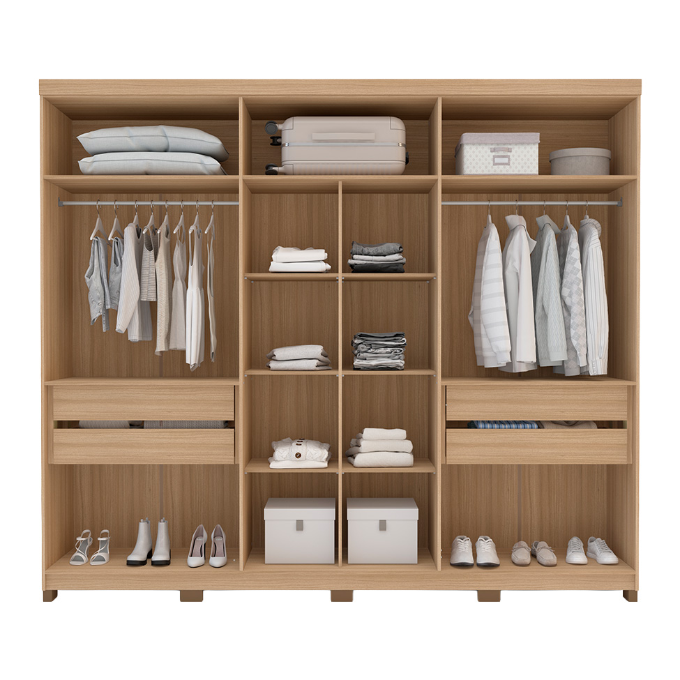 Guarda-Roupa Casal Barcelona 6 Portas 4 Gavetas Carvalho e Off White