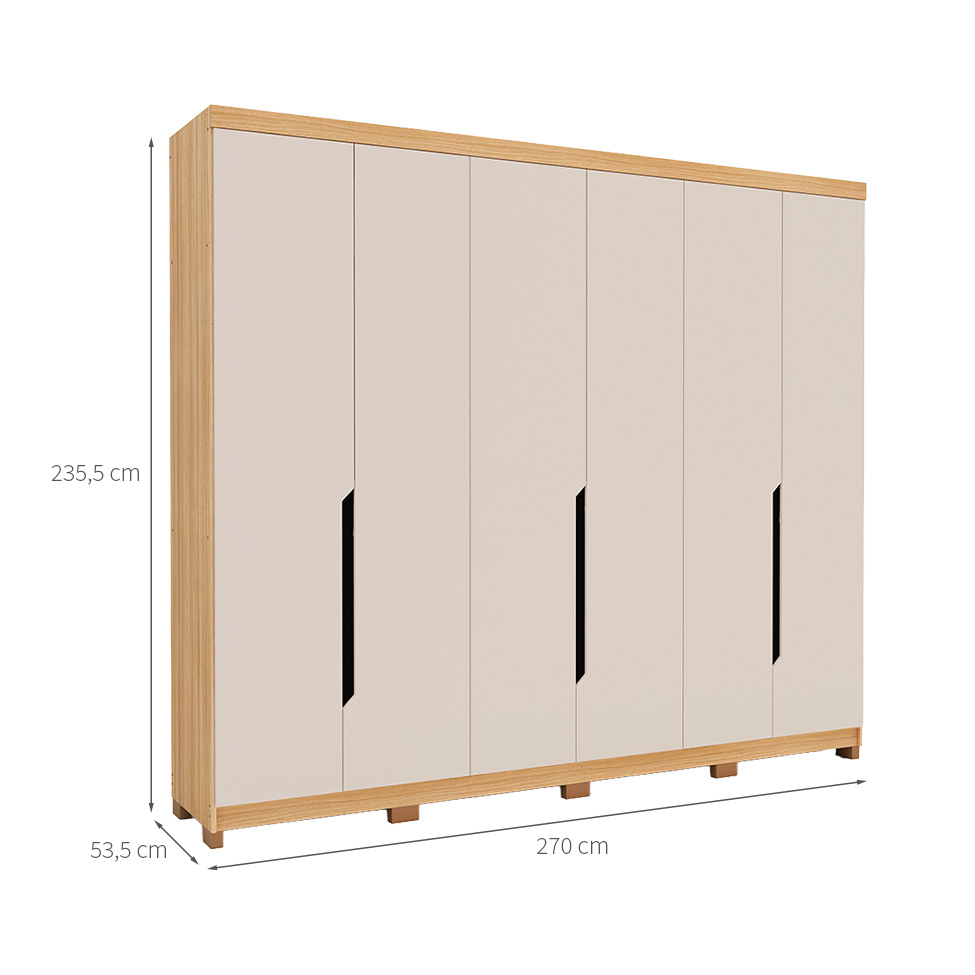 Guarda-Roupa Casal Barcelona 6 Portas 4 Gavetas Carvalho e Off White