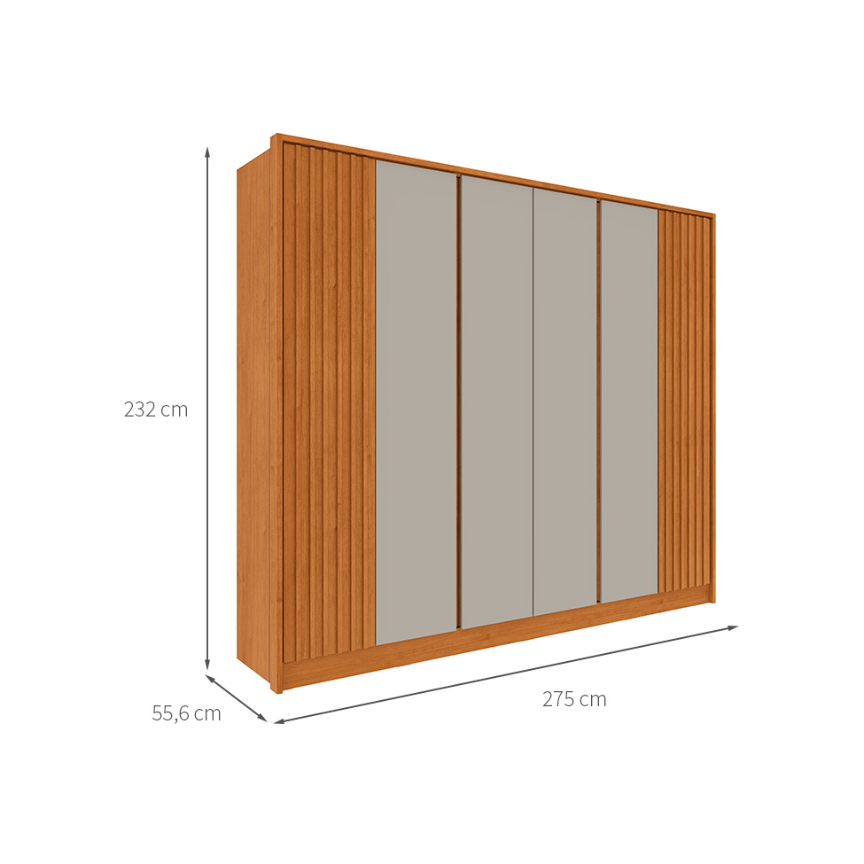 Guarda-Roupa Casal Barcelona 6 Portas 6 Gavetas Cinamomo e Off White