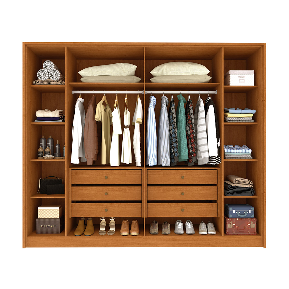 Guarda-Roupa Casal Barcelona 6 Portas 6 Gavetas Cinamomo e Off White