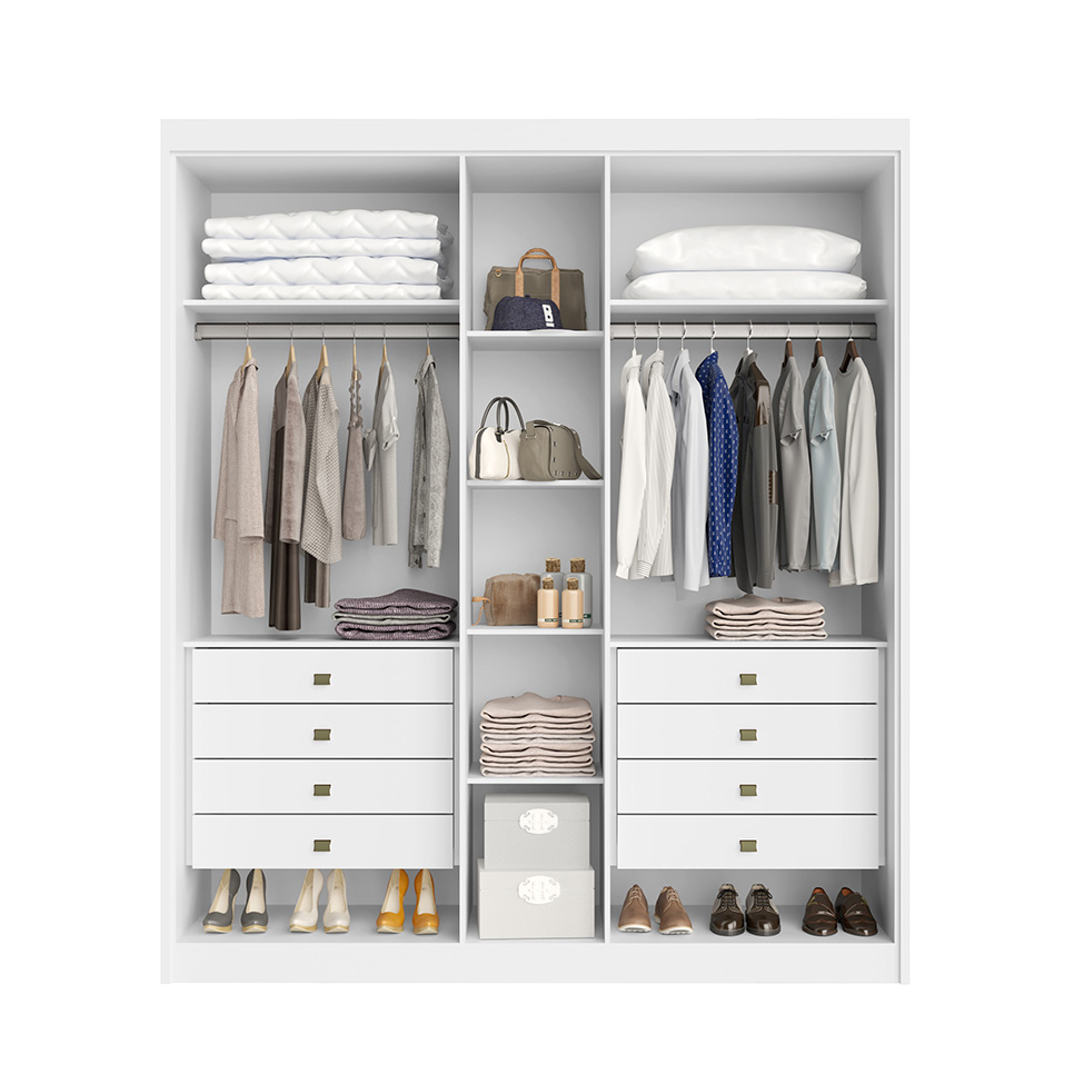 Guarda-Roupa Casal Bari 5 Portas 8 Gavetas Branco