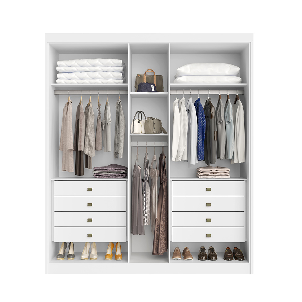 Guarda-Roupa Casal Bari 5 Portas 8 Gavetas Branco