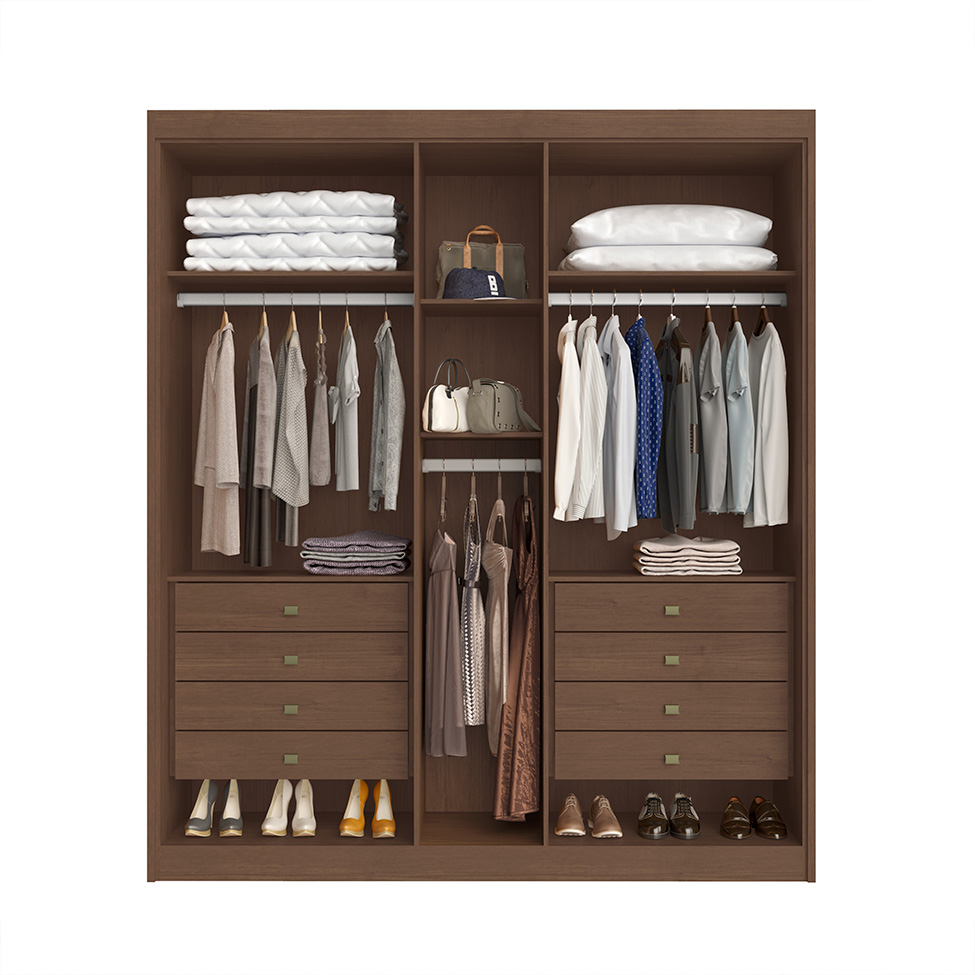 Guarda-Roupa Casal Bari 5 Portas 8 Gavetas Cacau