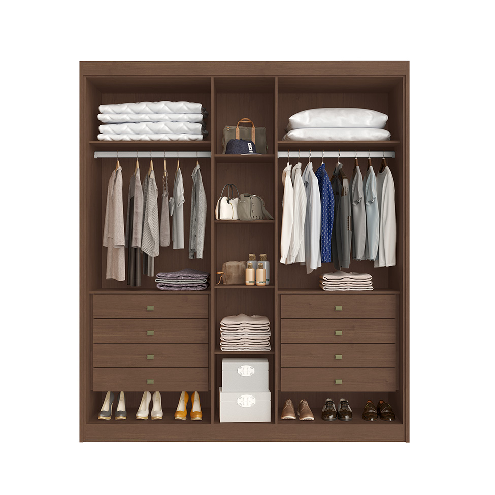 Guarda-Roupa Casal Bari 5 Portas 8 Gavetas Cacau