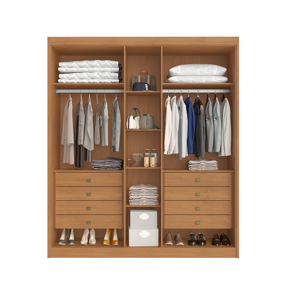 Guarda-Roupa Casal Bari 5 Portas 8 Gavetas Cinamomo