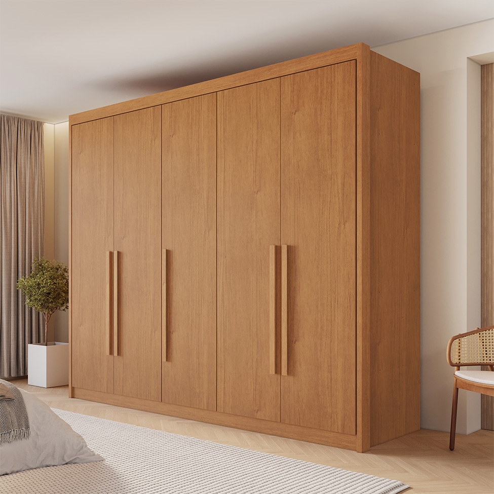 Guarda-Roupa Casal Bari 5 Portas 8 Gavetas Cinamomo