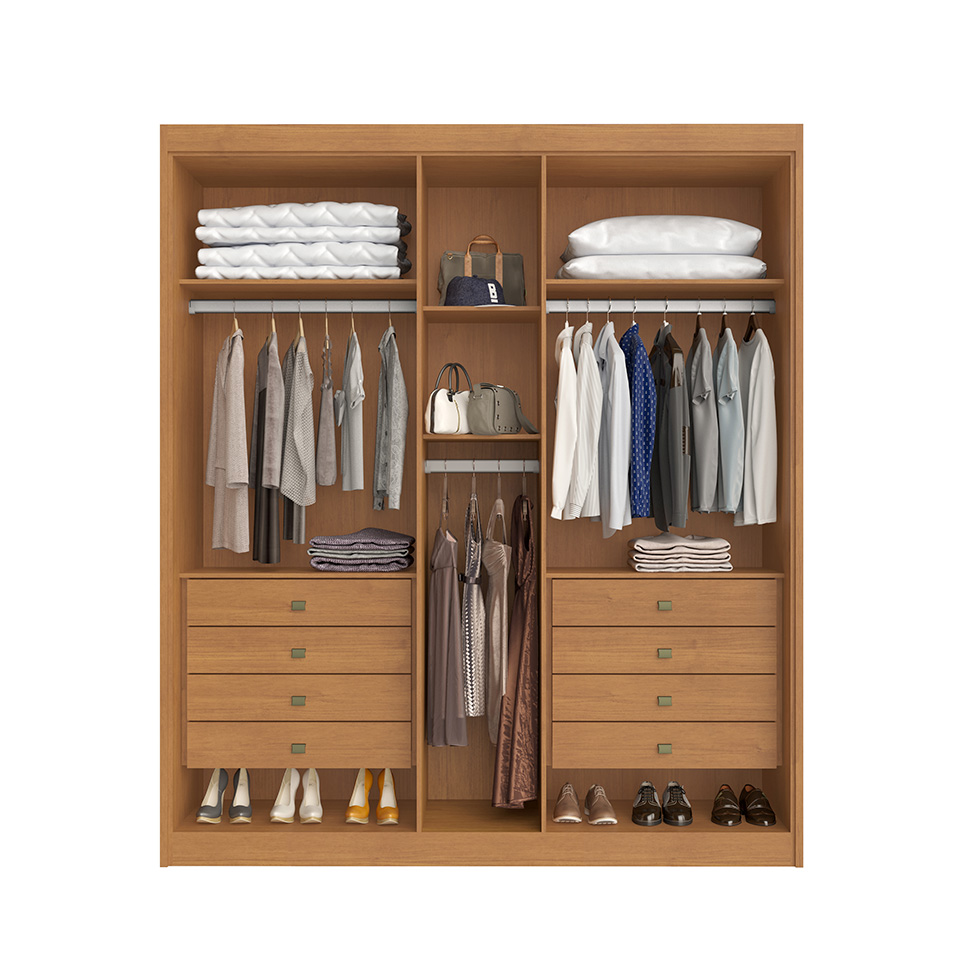 Guarda-Roupa Casal Bari 5 Portas 8 Gavetas Cinamomo
