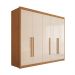 Guarda-Roupa Casal Bari 5 Portas 8 Gavetas Cinamomo e Off White