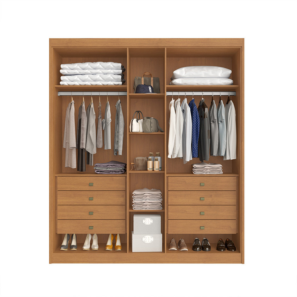 Guarda-Roupa Casal Bari 5 Portas 8 Gavetas Cinamomo e Off White