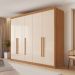 Guarda-Roupa Casal Bari 5 Portas 8 Gavetas Cinamomo e Off White