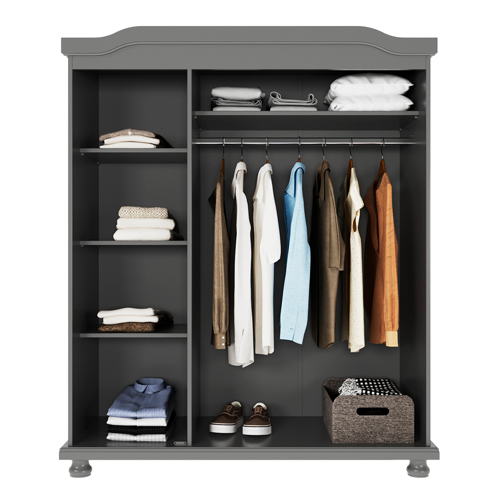 Guarda-Roupa Casal Bastian 3 Portas Cinza