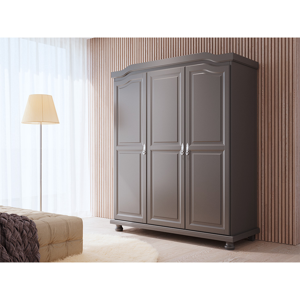 Guarda-Roupa Casal Bastian 3 Portas Cinza
