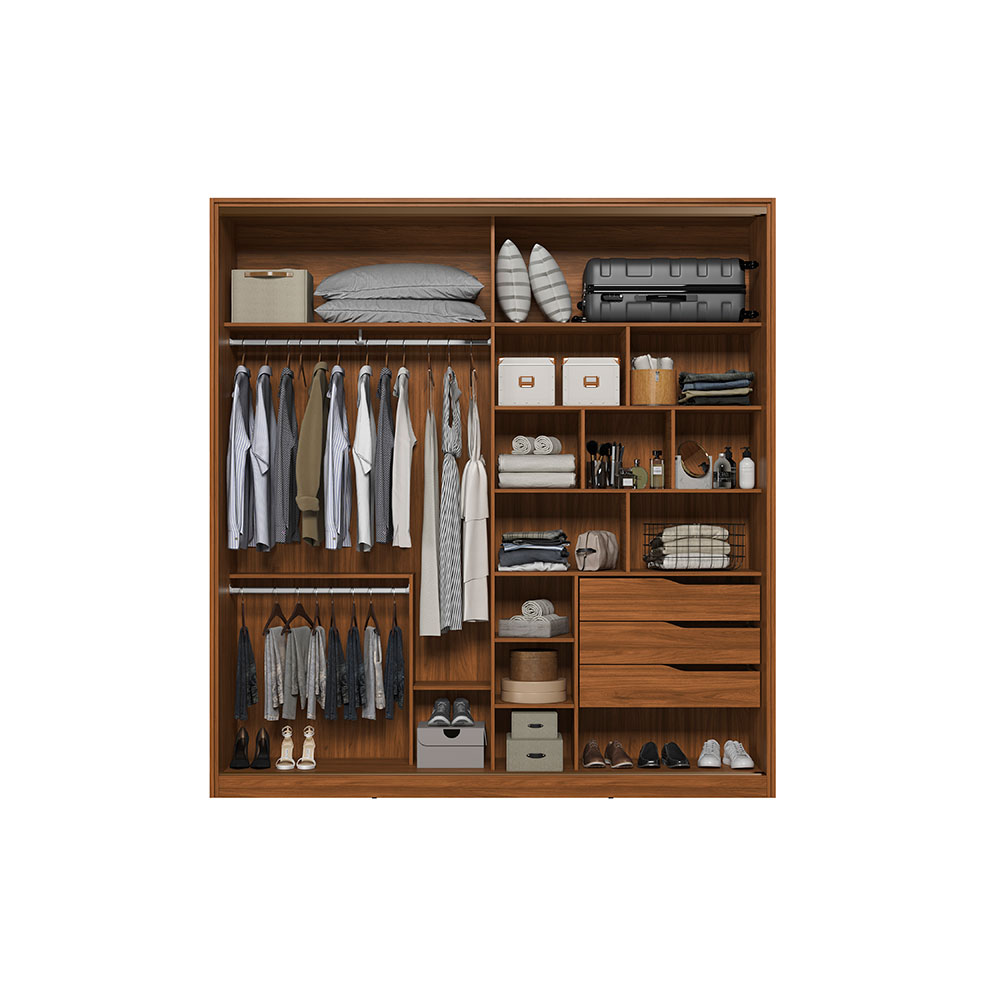 Guarda-Roupa Casal Belga Flex 2 Portas 3 Gavetas Nogueira e Preto