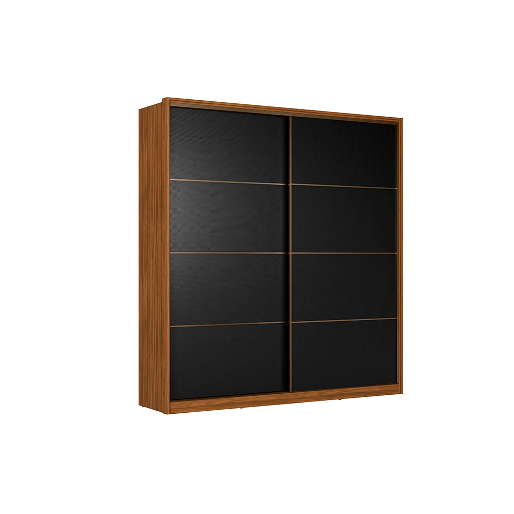Guarda-Roupa Casal Belga Flex 2 Portas 3 Gavetas Nogueira e Preto