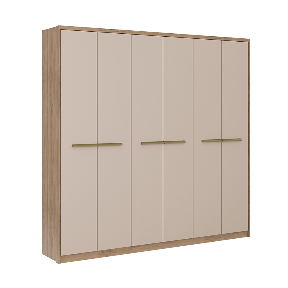 Guarda-Roupa Casal Belmont 6 Portas 3 Gavetas Noce e Off White