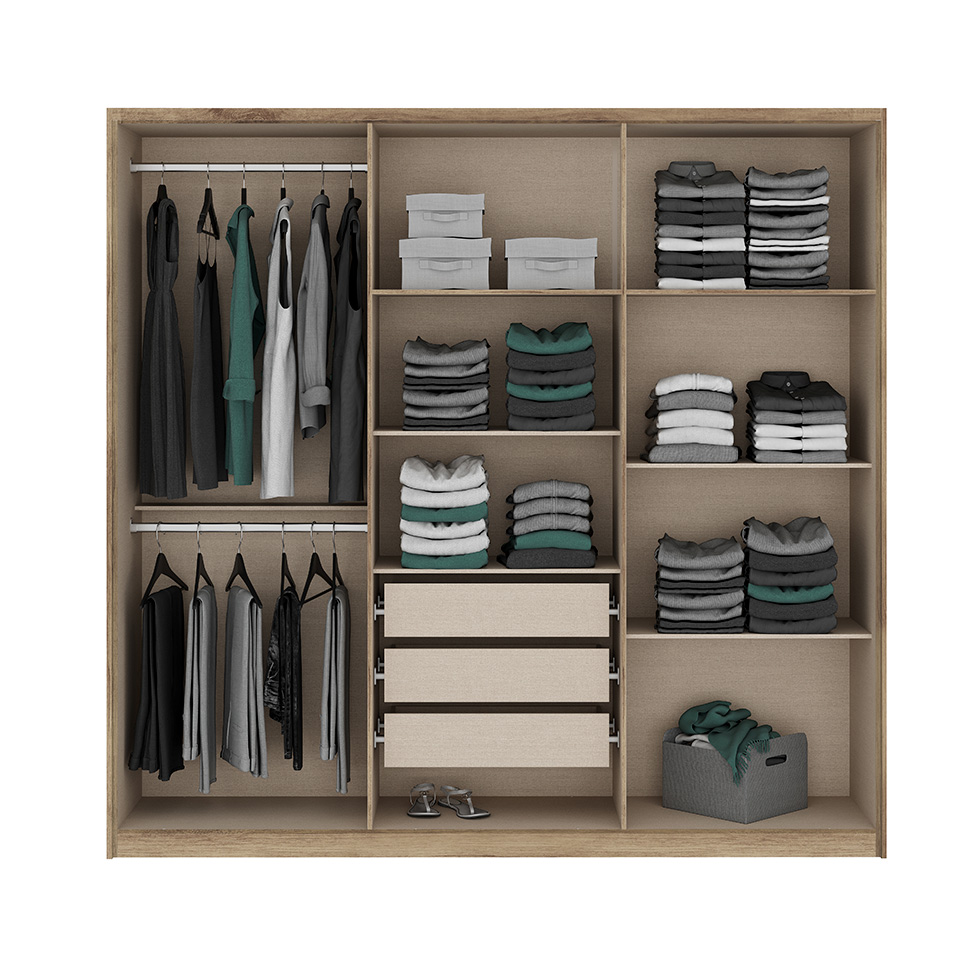 Guarda-Roupa Casal Belmont 6 Portas 3 Gavetas Noce e Off White